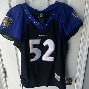 NFL Ravens Black and Purple Jersey #52 Ray Lewis ruffle sleeve